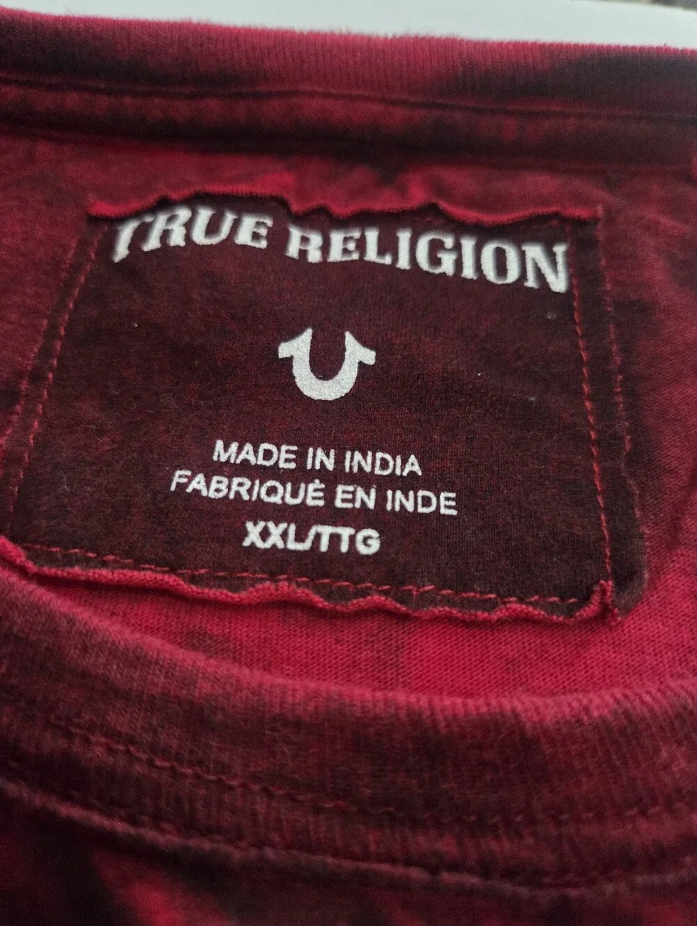 True Religion Maroon Red Tie-Dye Logo Short Sleeve Tee Sz.XXL